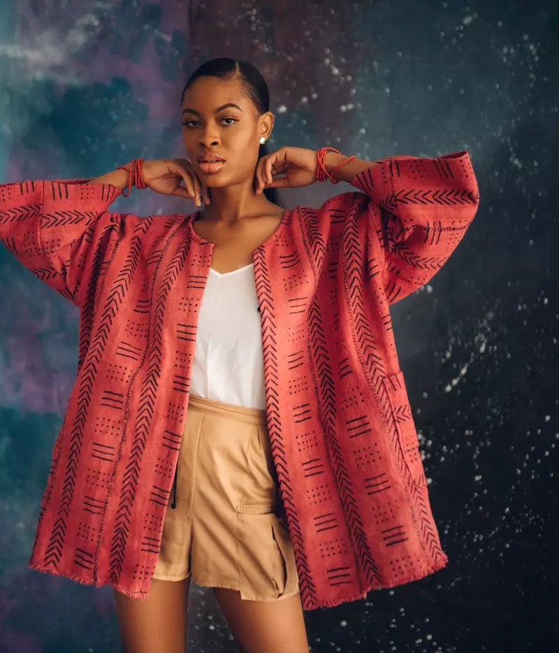 Pink Matter Bogolan Cloak (Pre - Order)#african_fabric_ghana#