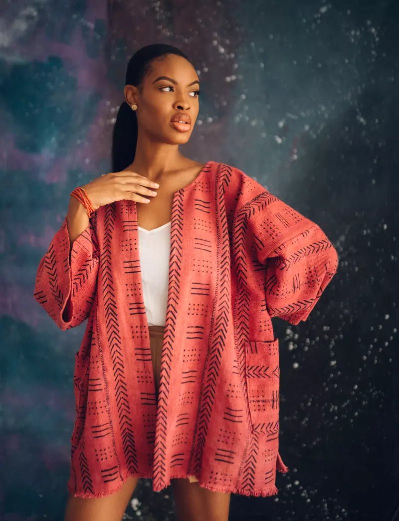 Pink Matter Bogolan Cloak (Pre - Order)#african_fabric_ghana#