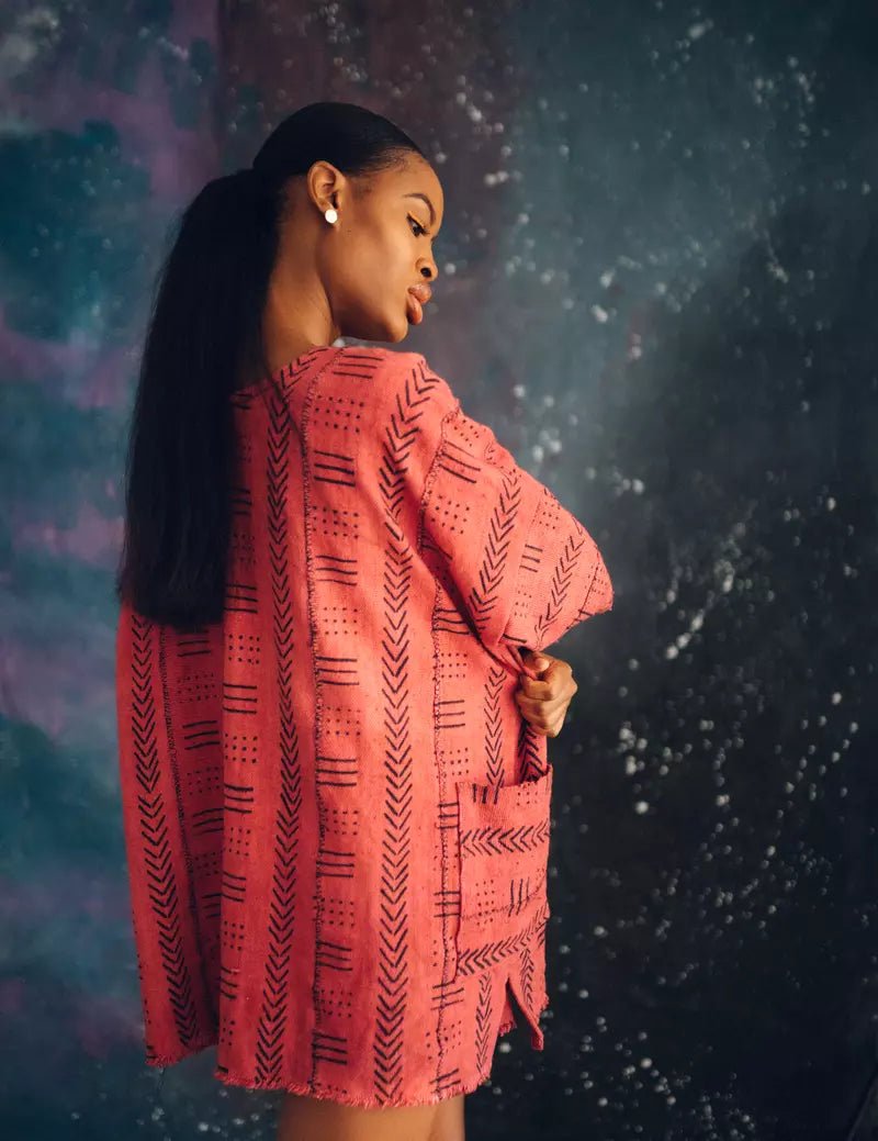 Pink Matter Bogolan Cloak (Pre - Order)#african_fabric_ghana#