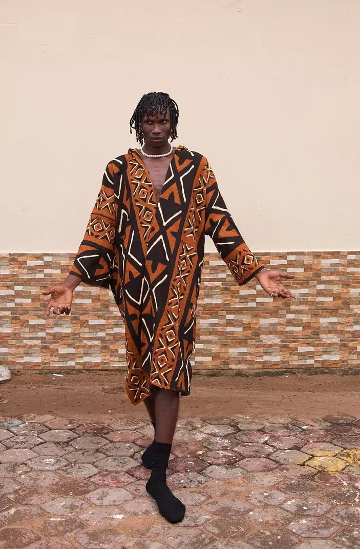 Rocketship Hooded Bogolan Cloak (Pre - Order)#african_fabric_ghana#