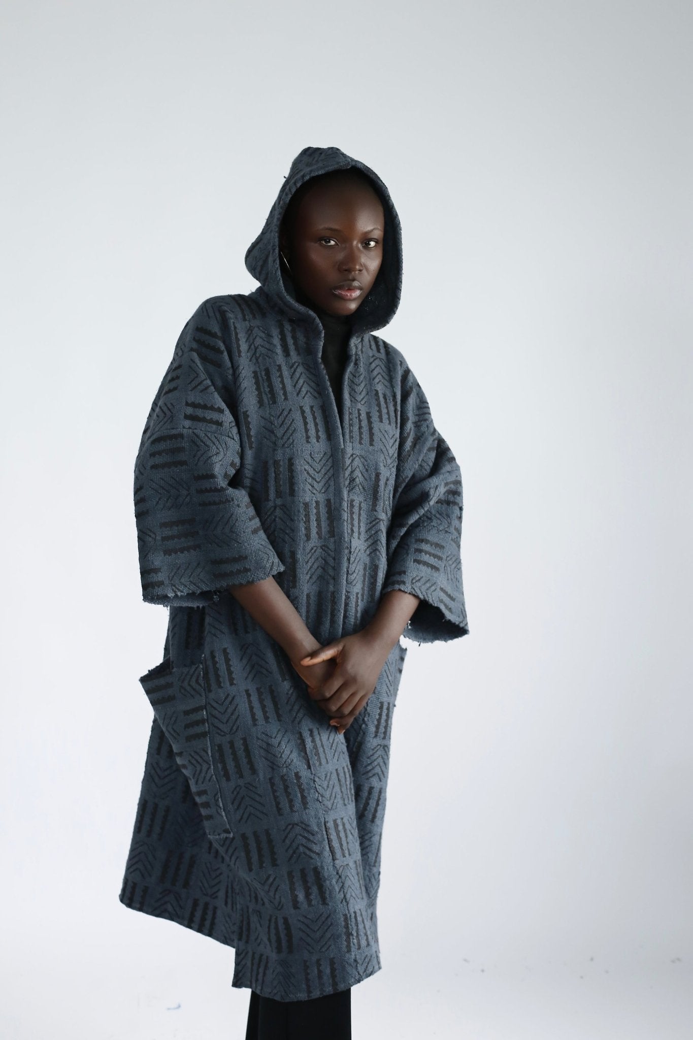 September In Accra Hooded Bogolan Cloak#african_fabric_ghana#
