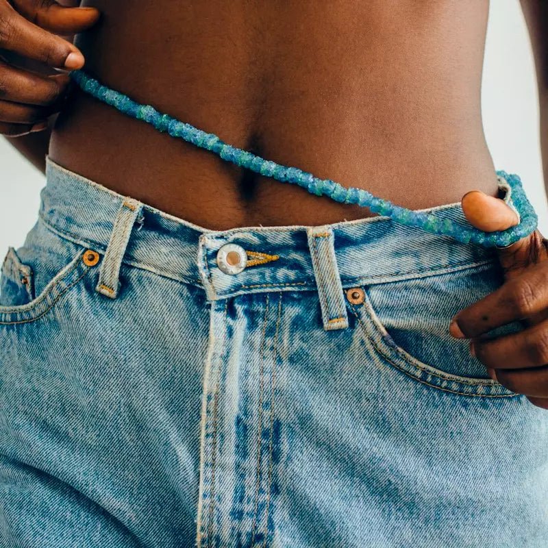 Set of 2 Turquoise String Beads#african_fabric_ghana#