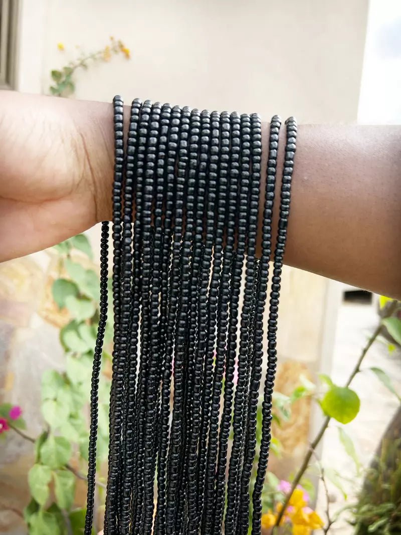 Set of 4 Black String Beads#african_fabric_ghana#