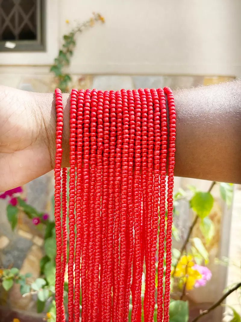 Set of 4 Red String Beads#african_fabric_ghana#