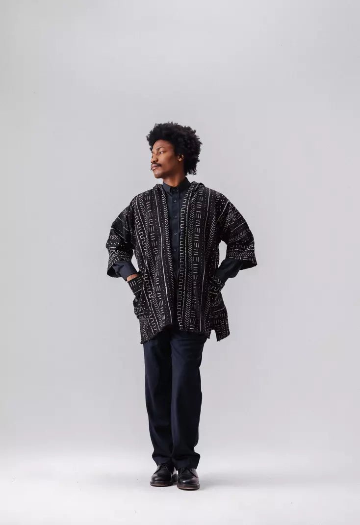 Short Hooded Cisse Bogolan Cloak#african_fabric_ghana#