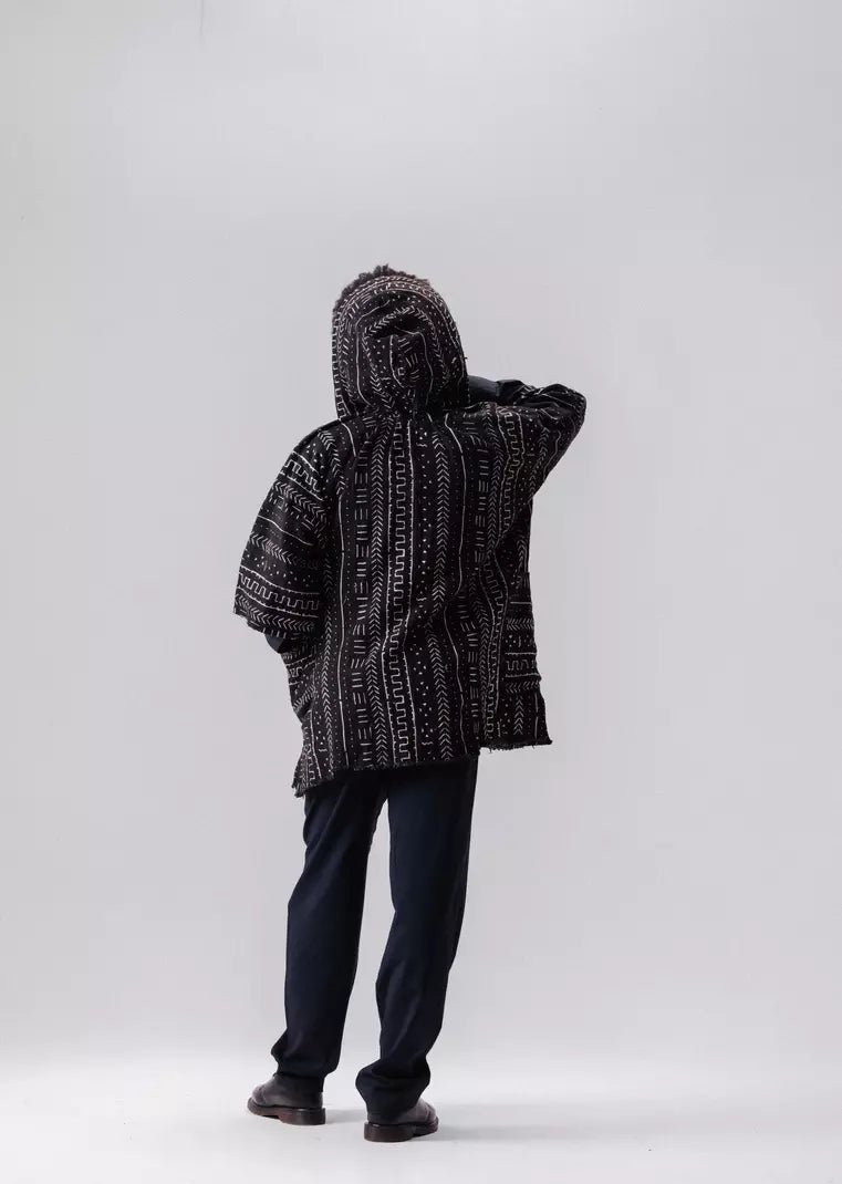 Short Hooded Cisse Bogolan Cloak#african_fabric_ghana#