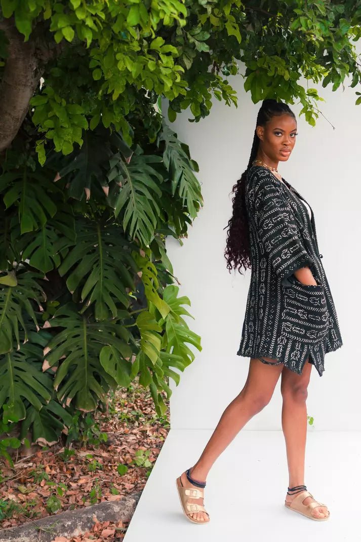 Spearmint Bogolan Cloak (Pre - Order)#african_fabric_ghana#