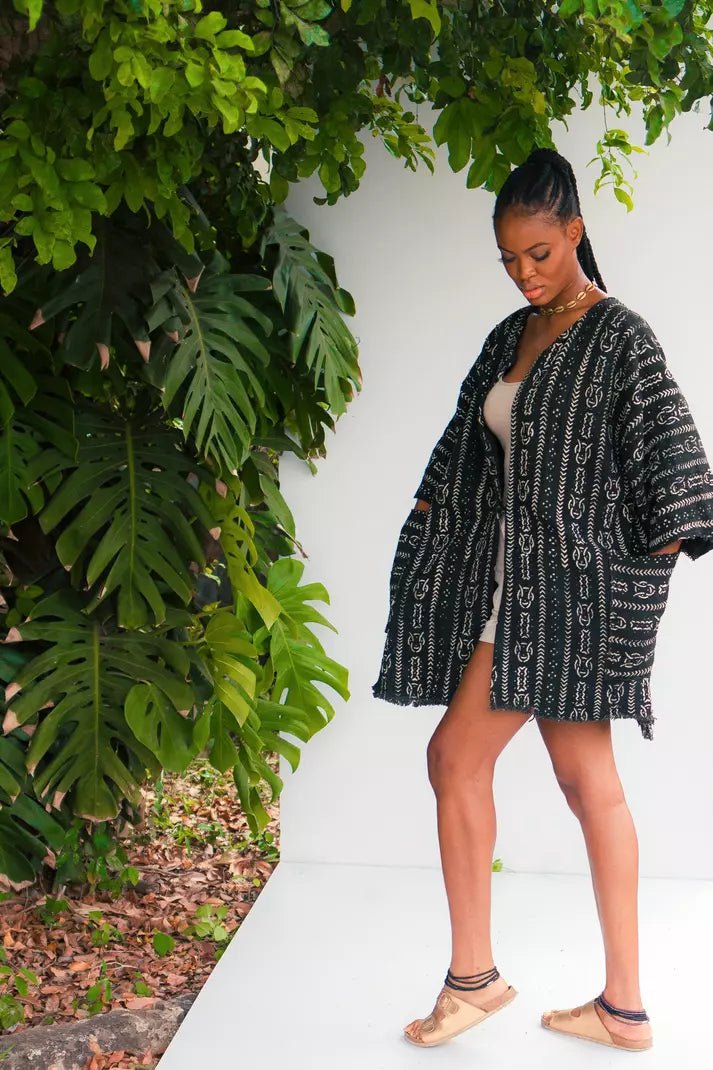 Spearmint Bogolan Cloak (Pre - Order)#african_fabric_ghana#