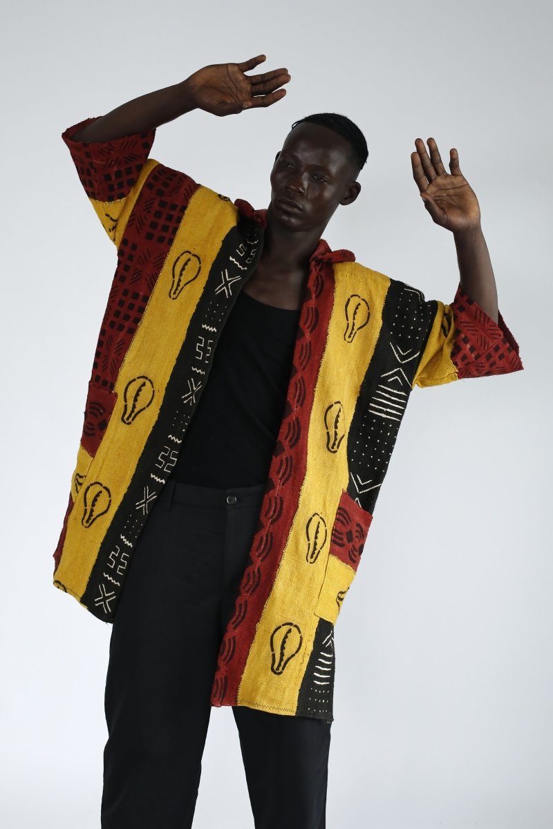 Sundiata's Mantle Hooded Bogolan Cloak#african_fabric_ghana#