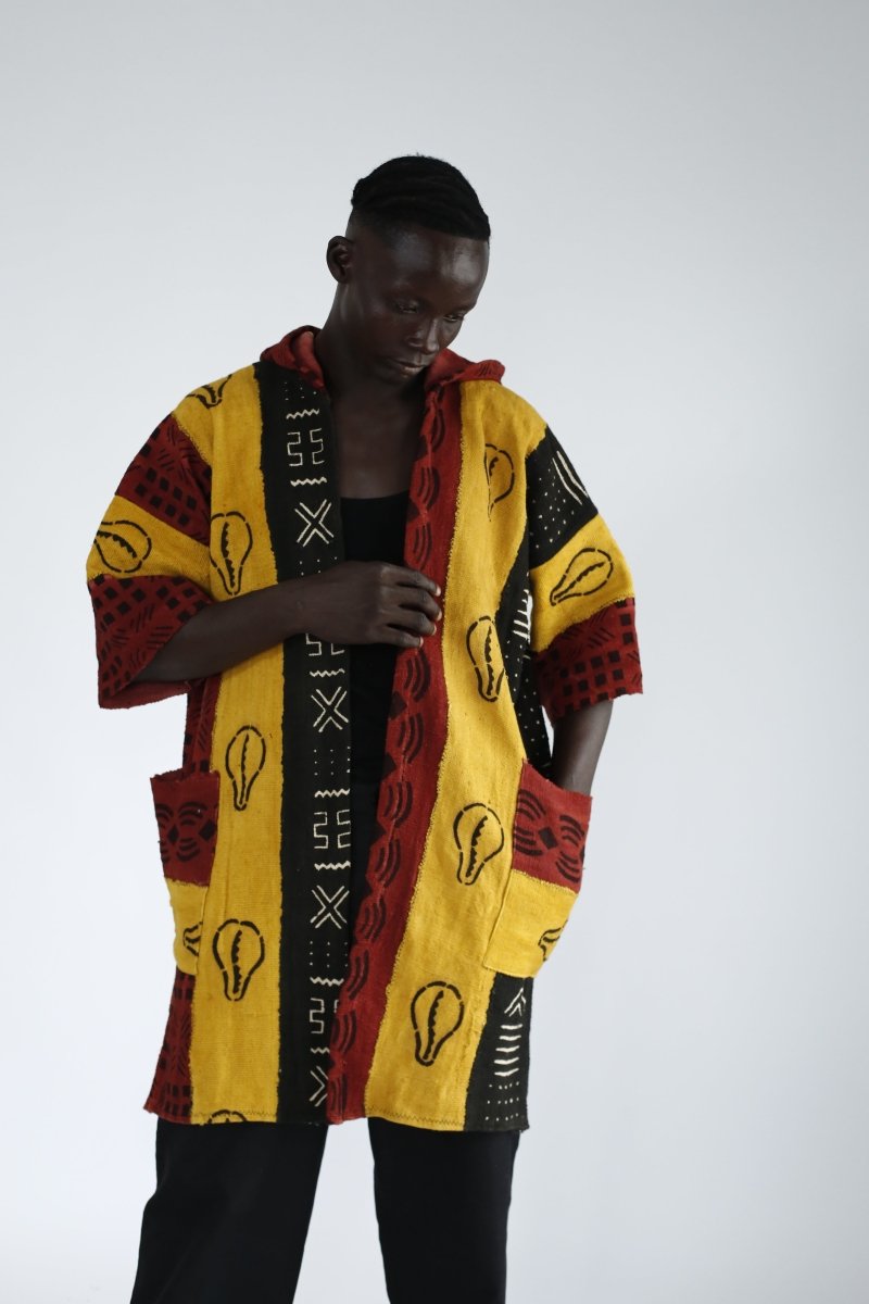 Sundiata's Mantle Hooded Bogolan Cloak#african_fabric_ghana#
