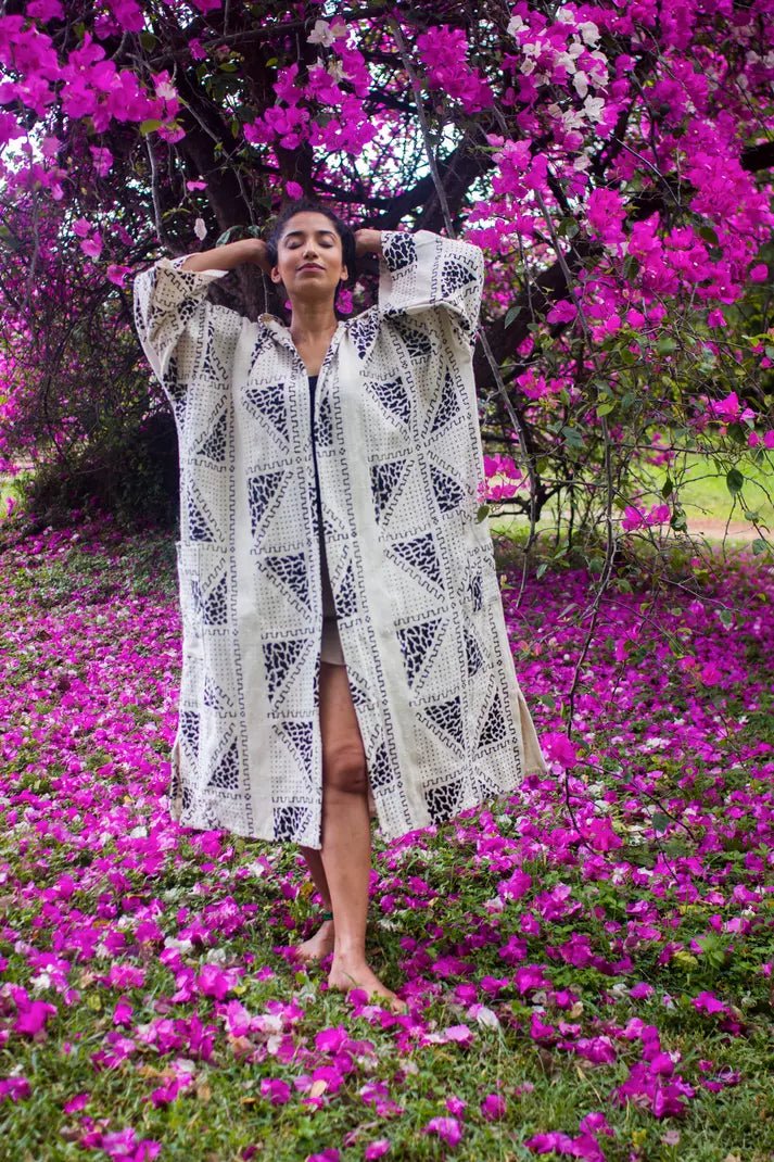 Teleport 2 Me Hooded Bogolan Cloak#african_fabric_ghana#