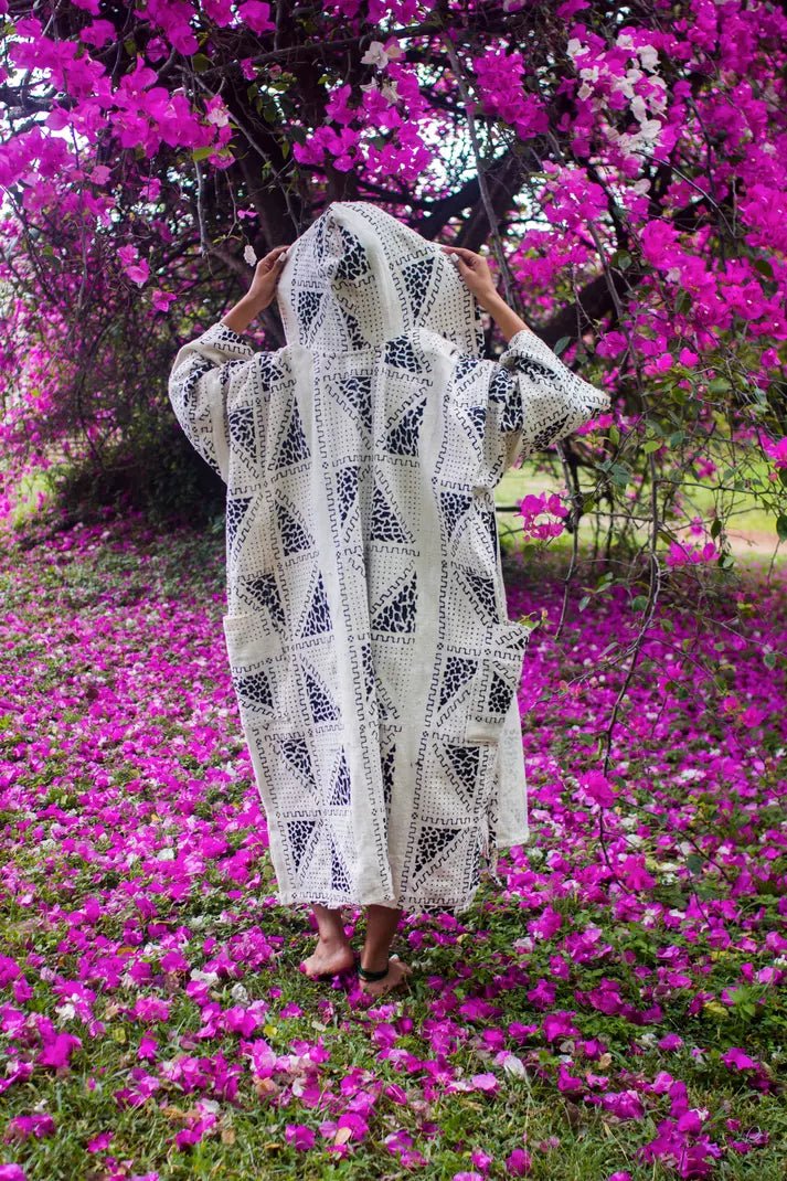 Teleport 2 Me Hooded Bogolan Cloak#african_fabric_ghana#