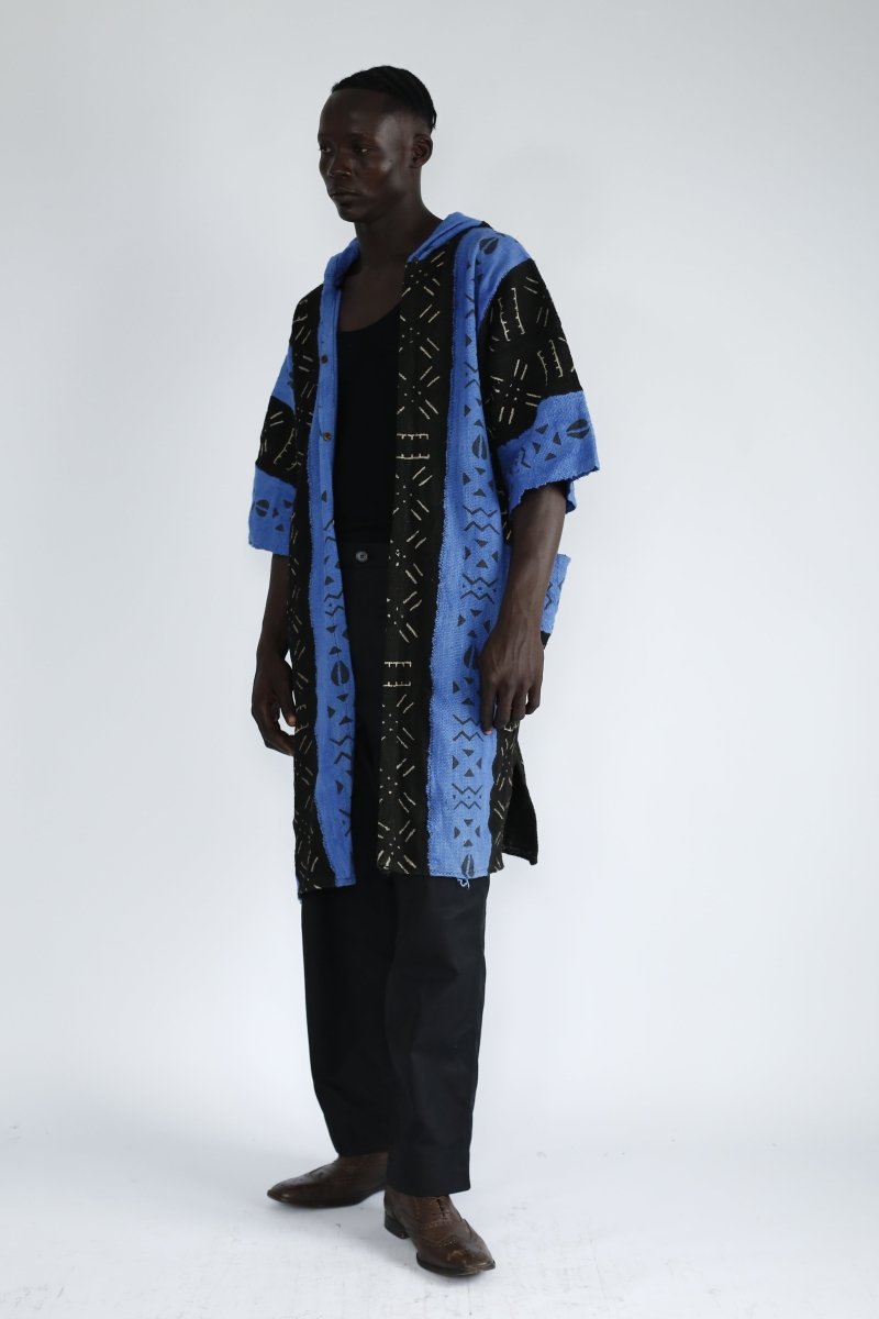 The Blues Hooded Bogolan Cloak#african_fabric_ghana#