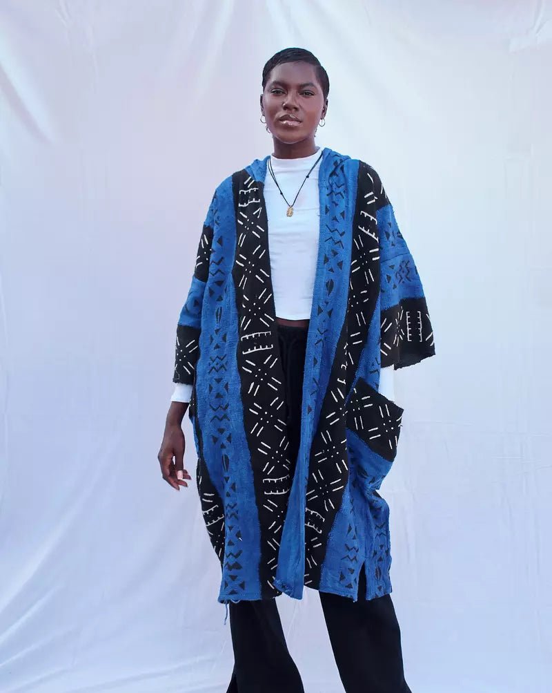 The Blues Hooded Bogolan Cloak#african_fabric_ghana#