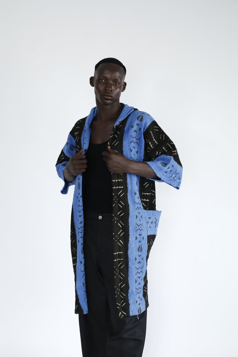The Blues Hooded Bogolan Cloak#african_fabric_ghana#