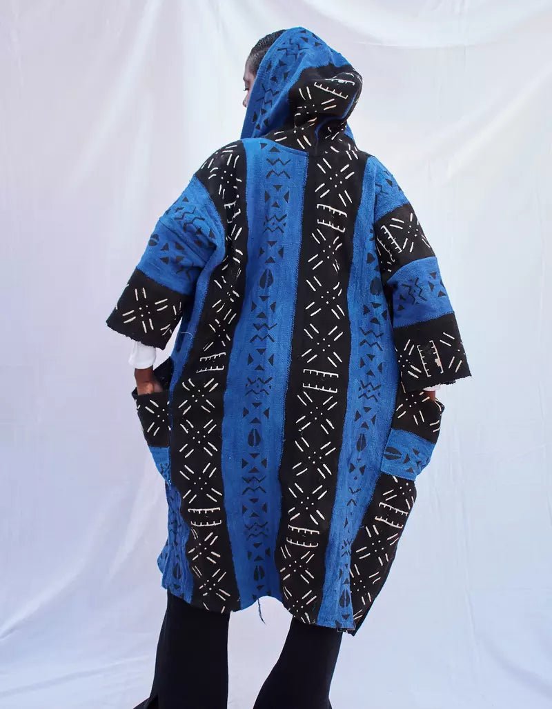 The Blues Hooded Bogolan Cloak#african_fabric_ghana#