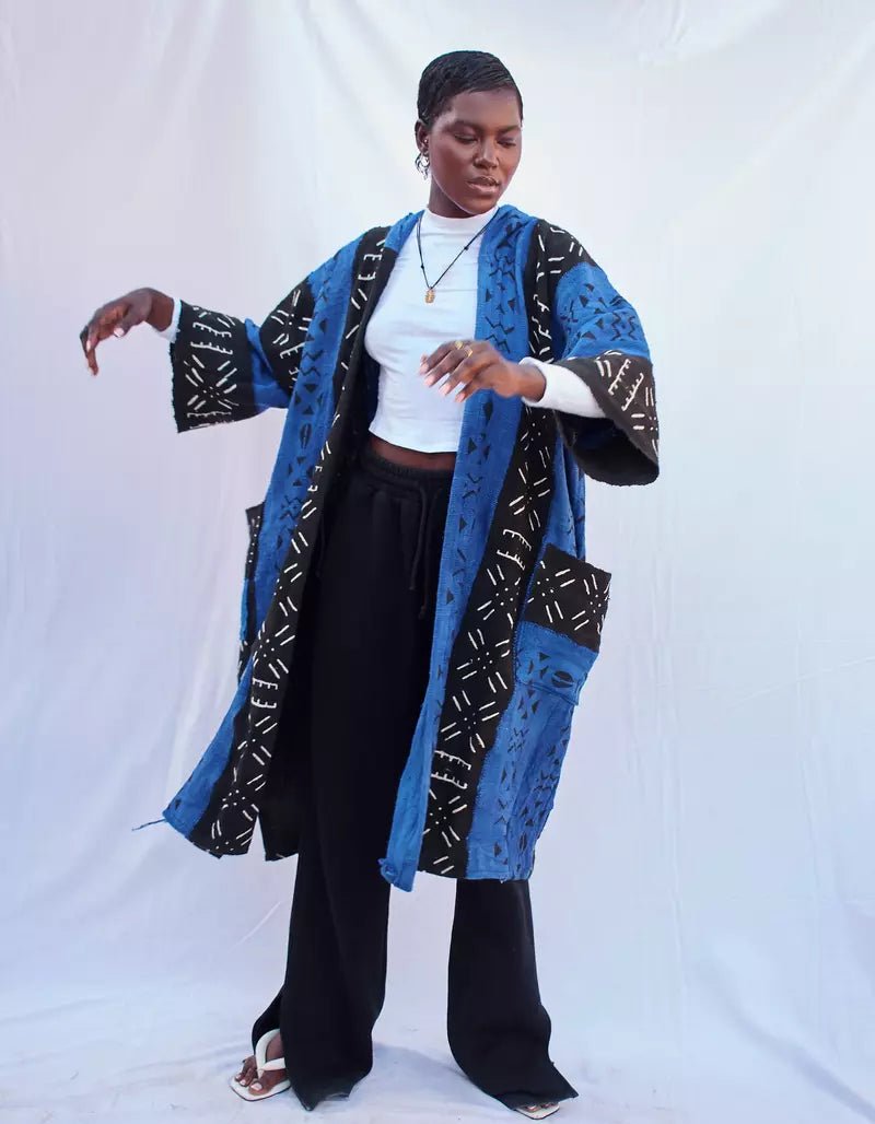 The Blues Hooded Bogolan Cloak#african_fabric_ghana#