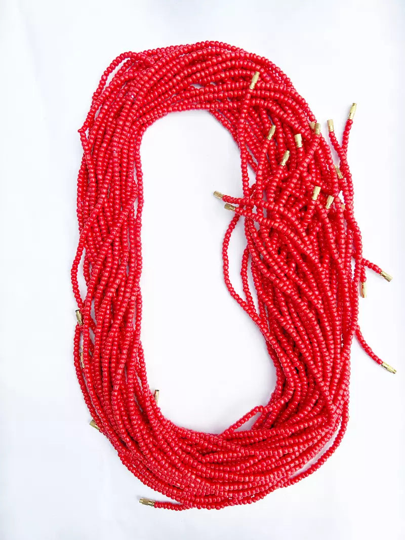 Set of 4 Red String Beads