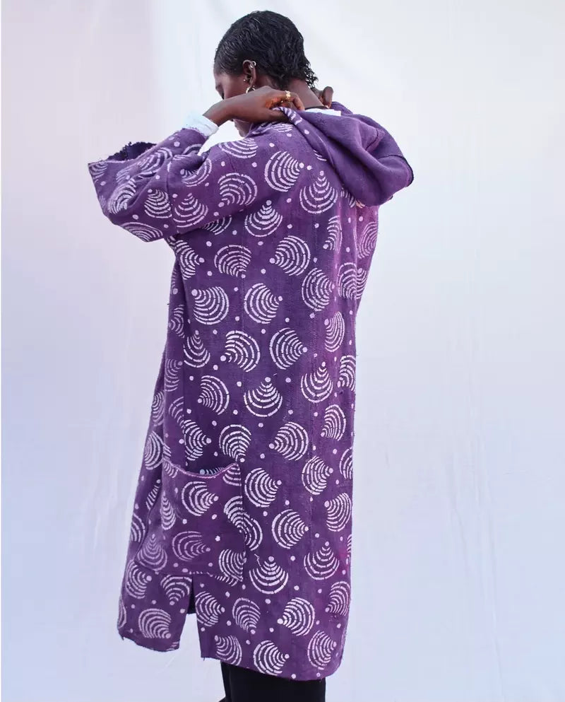 Purple Wifi Hooded Bogolan Cloak (Pre-Order)