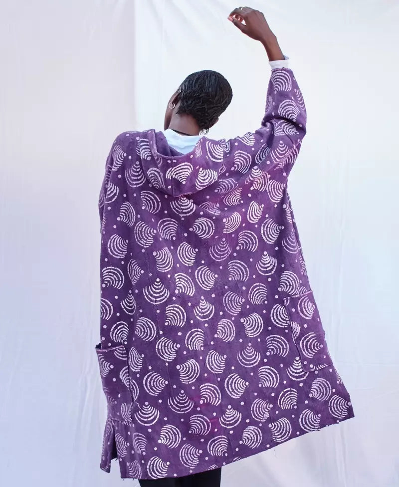 Purple Wifi Hooded Bogolan Cloak (Pre-Order)