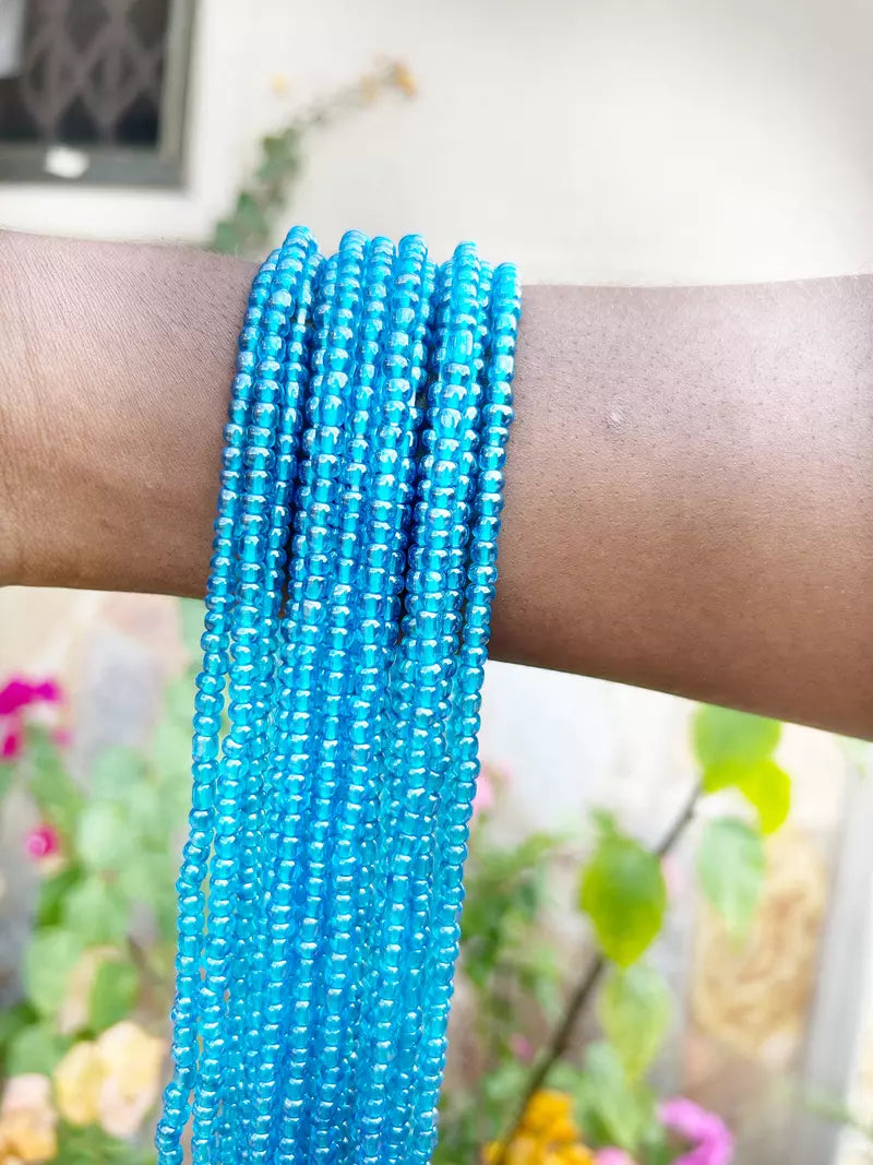Set of 4 Sea Blue String Beads