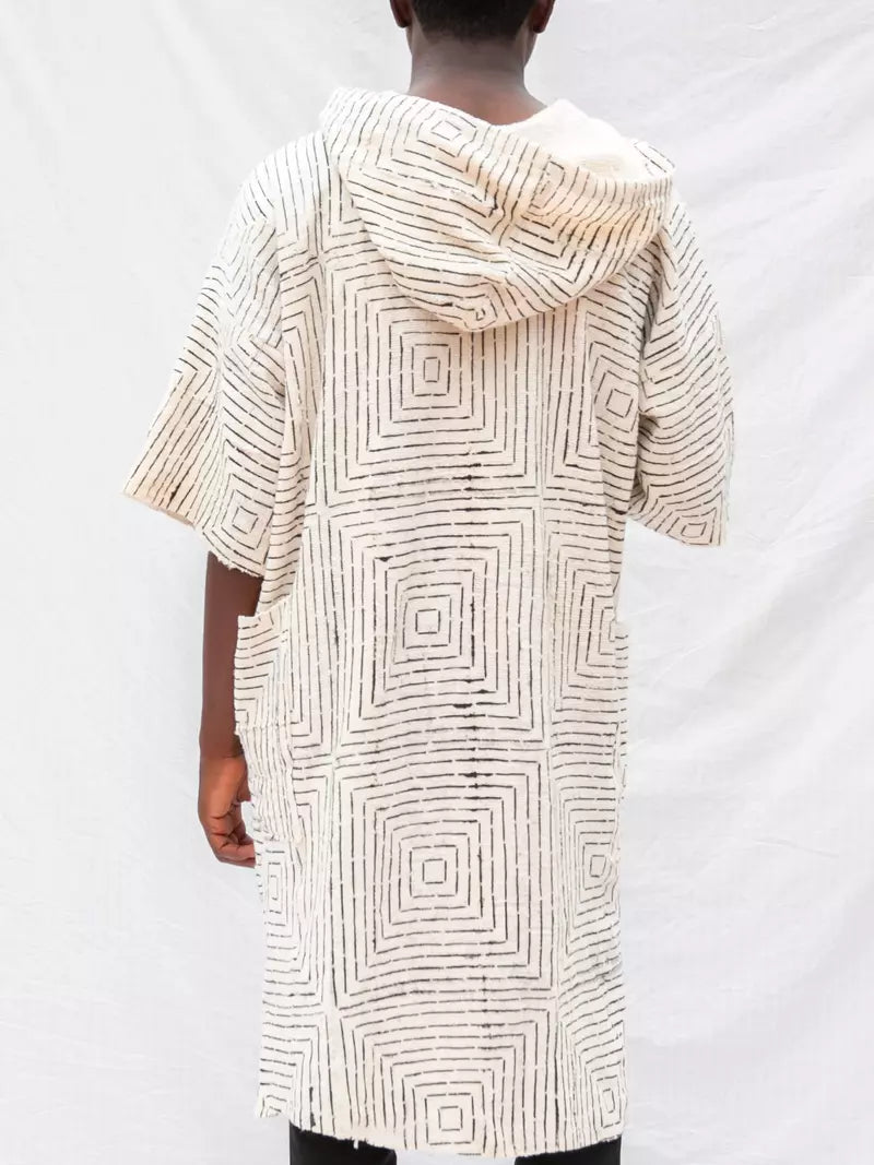 White Frequency Hooded Cloak