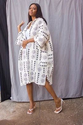 Top Off Hooded Bogolan Cloak (Pre - Order)#african_fabric_ghana#
