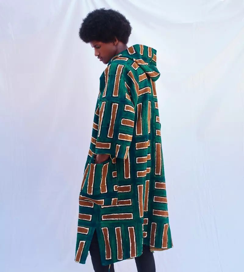 Verte Hooded Bogolan Cloak#african_fabric_ghana#