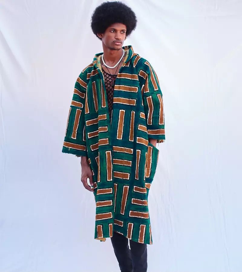 Verte Hooded Bogolan Cloak#african_fabric_ghana#