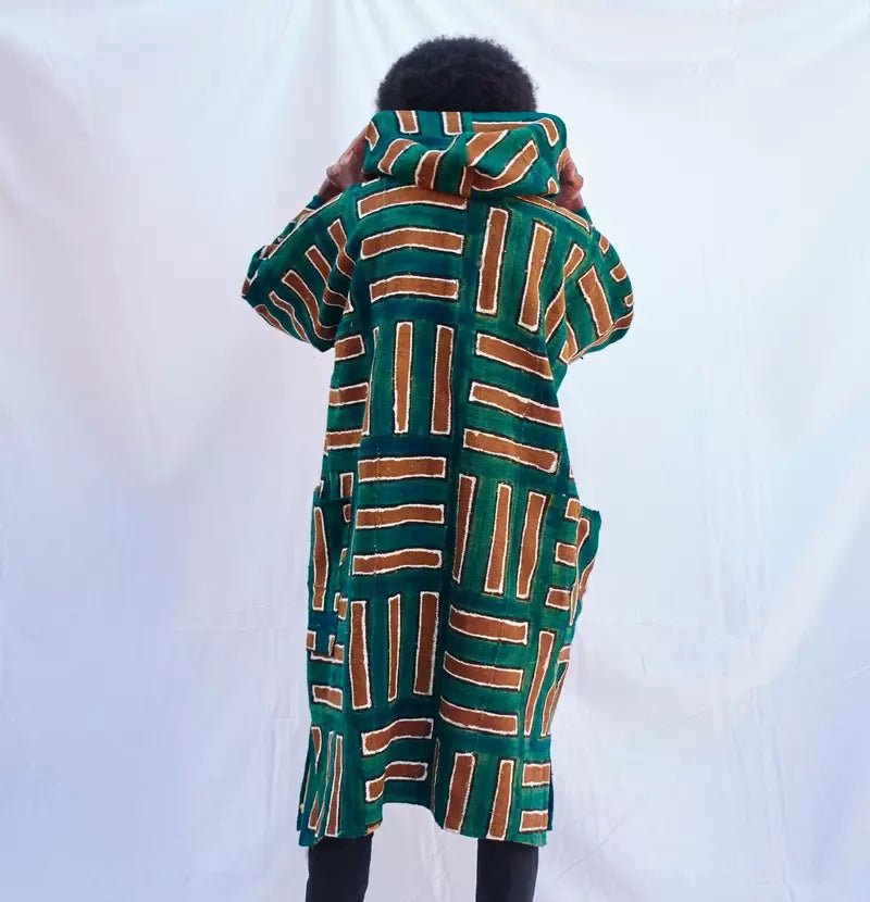 Verte Hooded Bogolan Cloak#african_fabric_ghana#