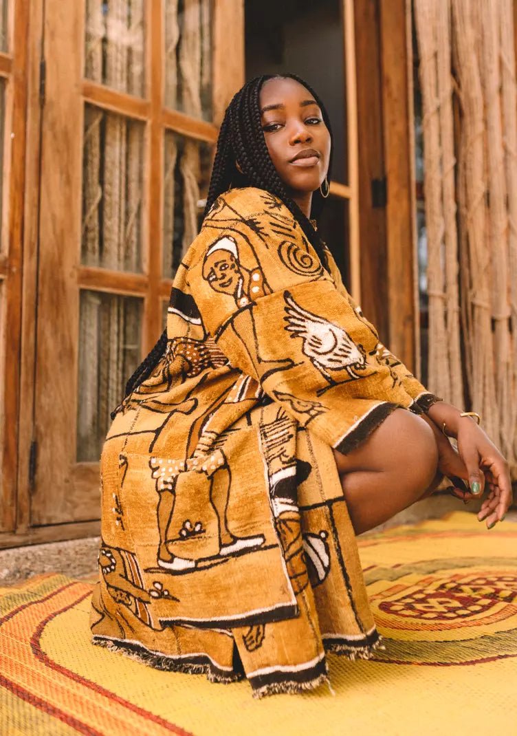 Village Life Bogolan Cloak (Pre - Order)#african_fabric_ghana#