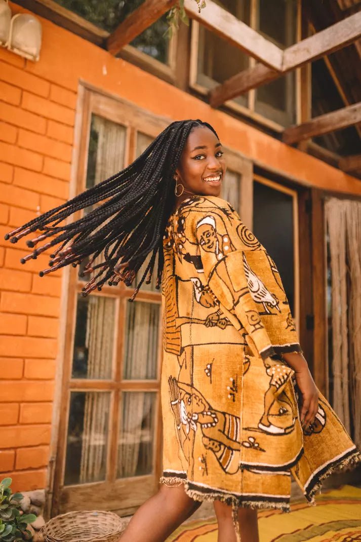 Village Life Bogolan Cloak (Pre - Order)#african_fabric_ghana#