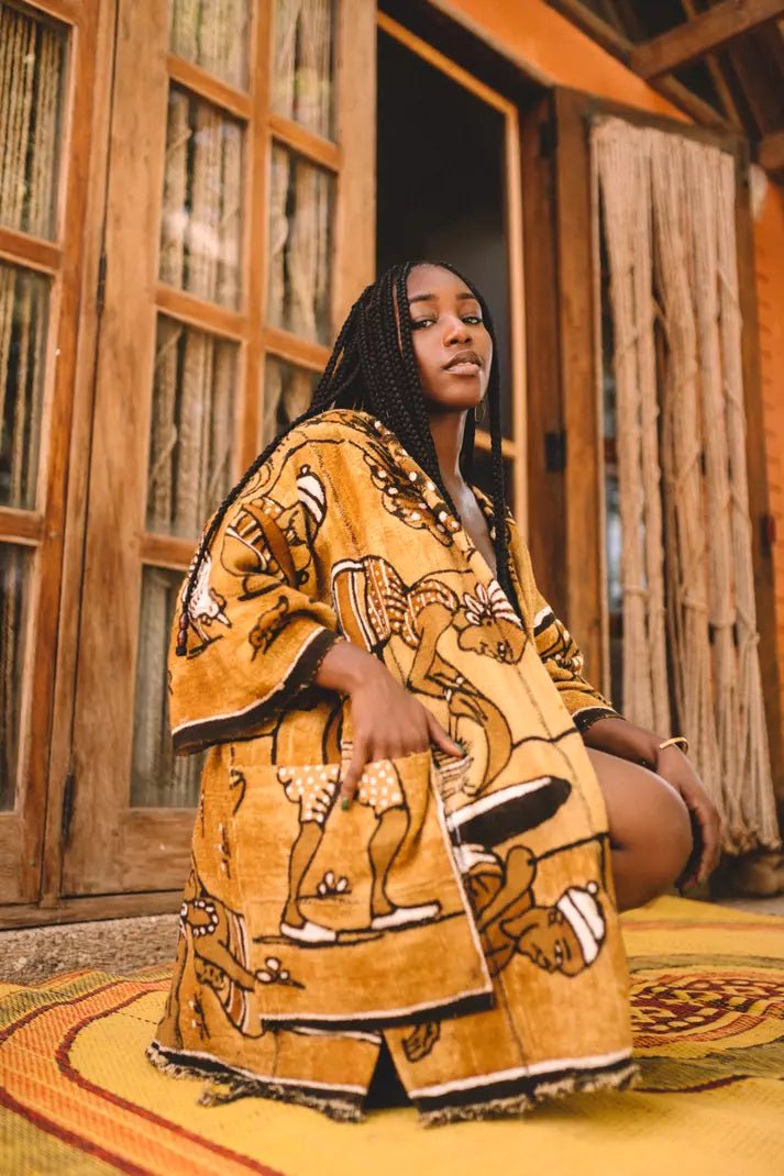 Village Life Bogolan Cloak (Pre - Order)#african_fabric_ghana#