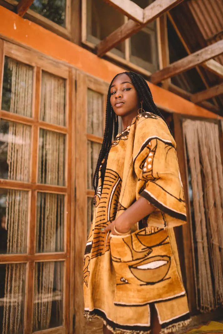 Village Life Bogolan Cloak (Pre - Order)#african_fabric_ghana#