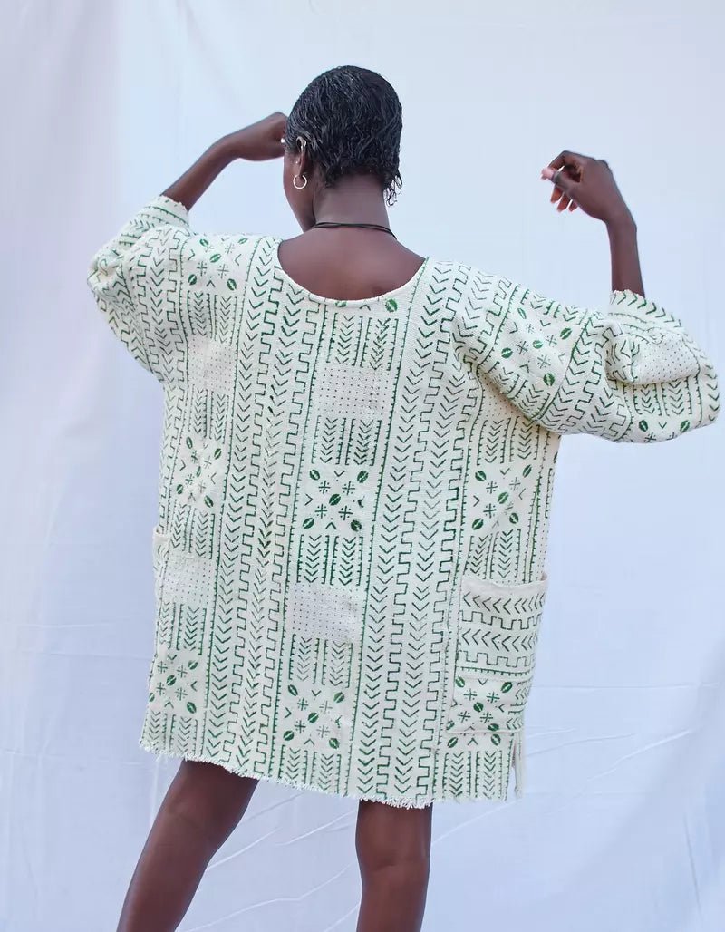 White Ferrari Bogolan Cloak (Pre - Order)#african_fabric_ghana#