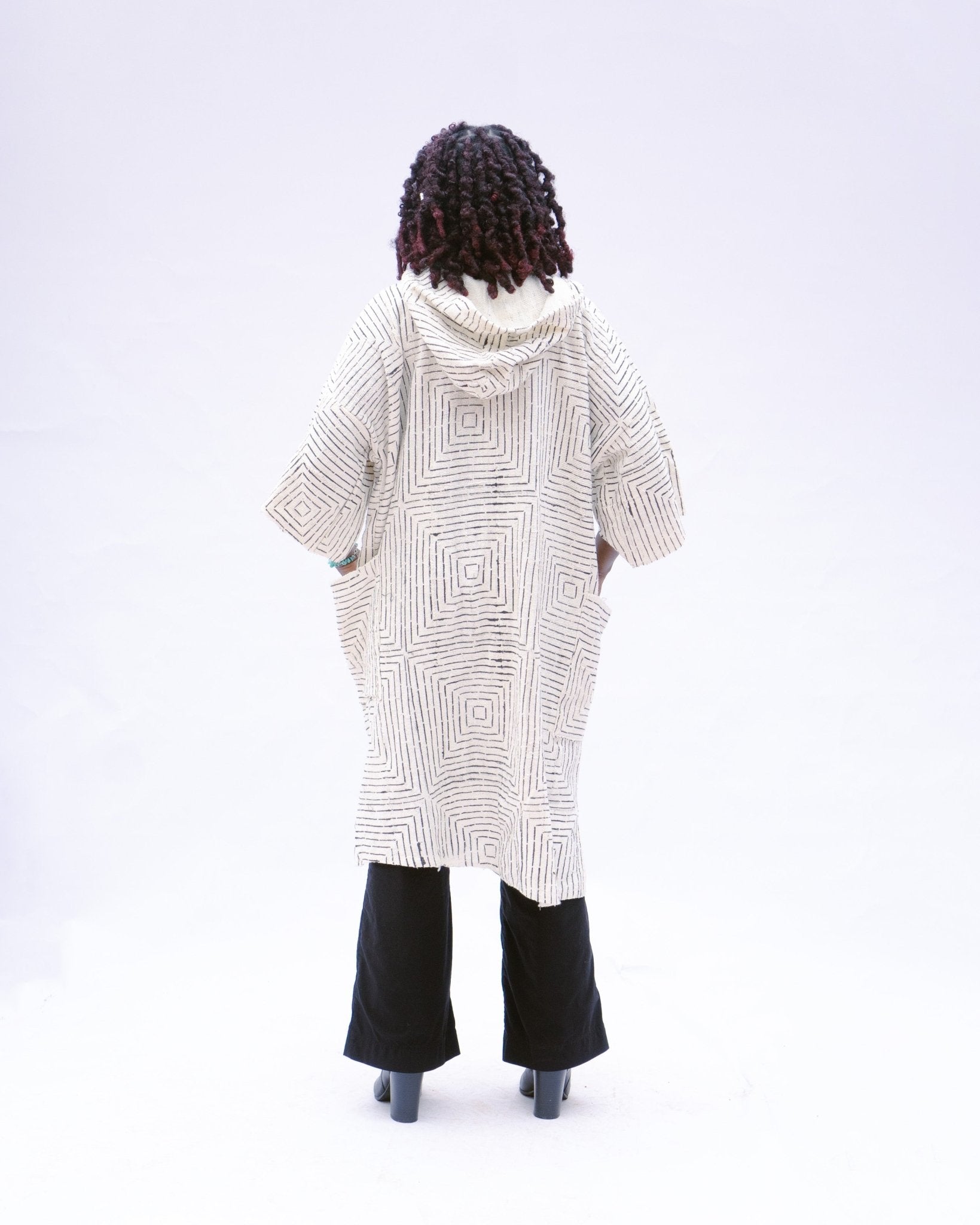 White Frequency Hooded Cloak#african_fabric_ghana#