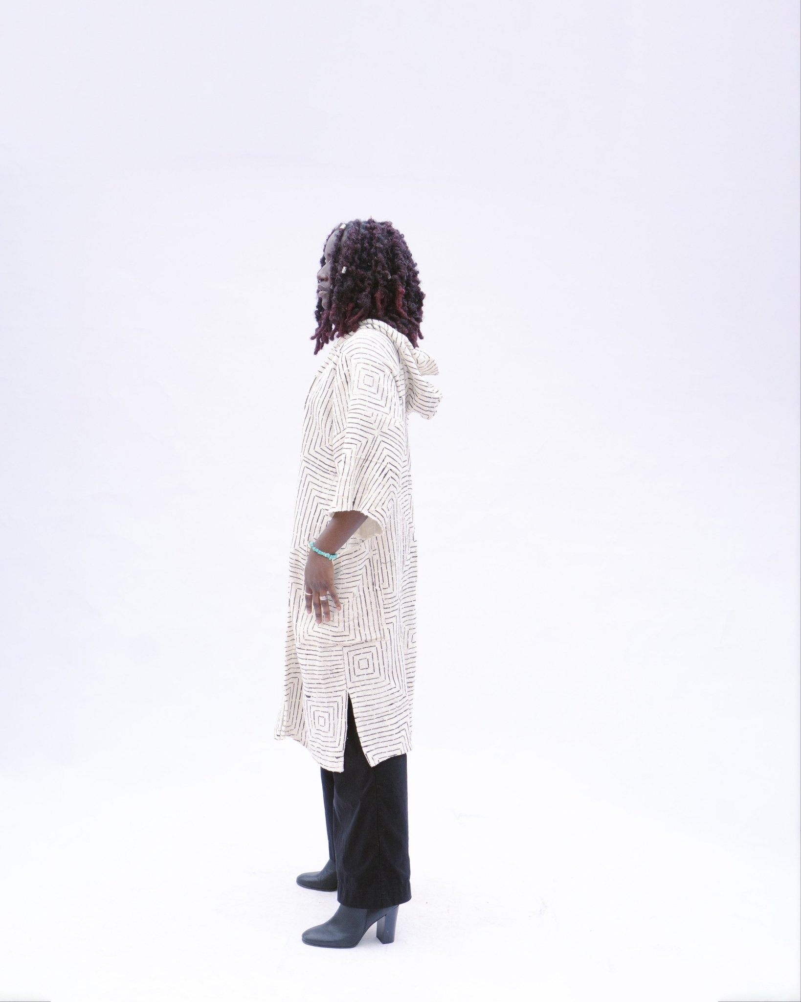 White Frequency Hooded Cloak#african_fabric_ghana#