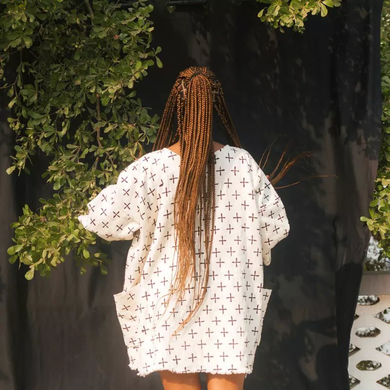 White Widow Bogolan Cloak (Pre - Order)#african_fabric_ghana#