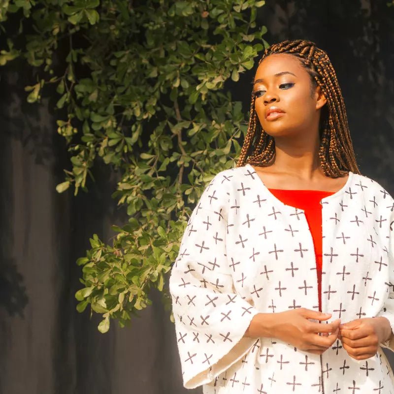 White Widow Bogolan Cloak (Pre - Order)#african_fabric_ghana#