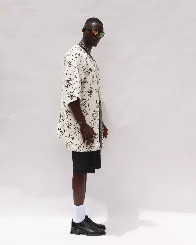 White Wifi Bogolan Cloak#african_fabric_ghana#