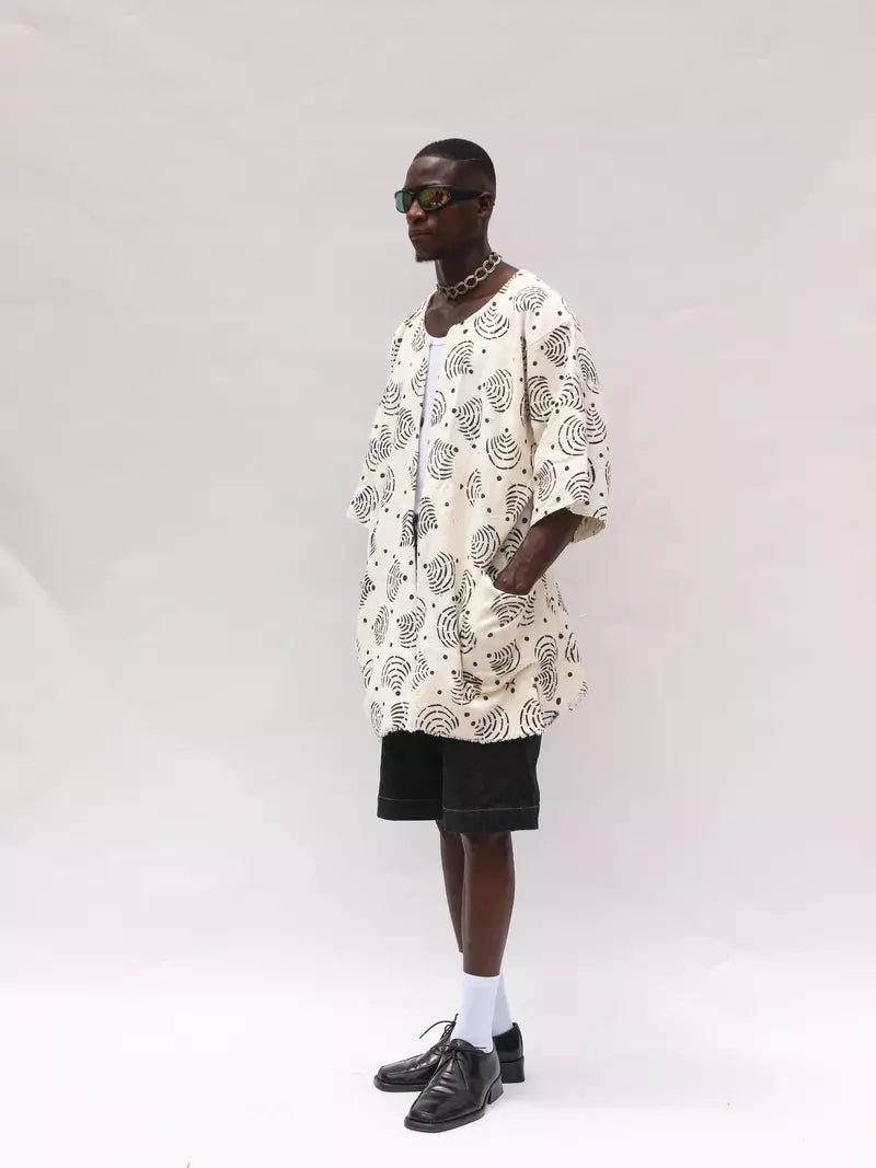 White Wifi Bogolan Cloak#african_fabric_ghana#