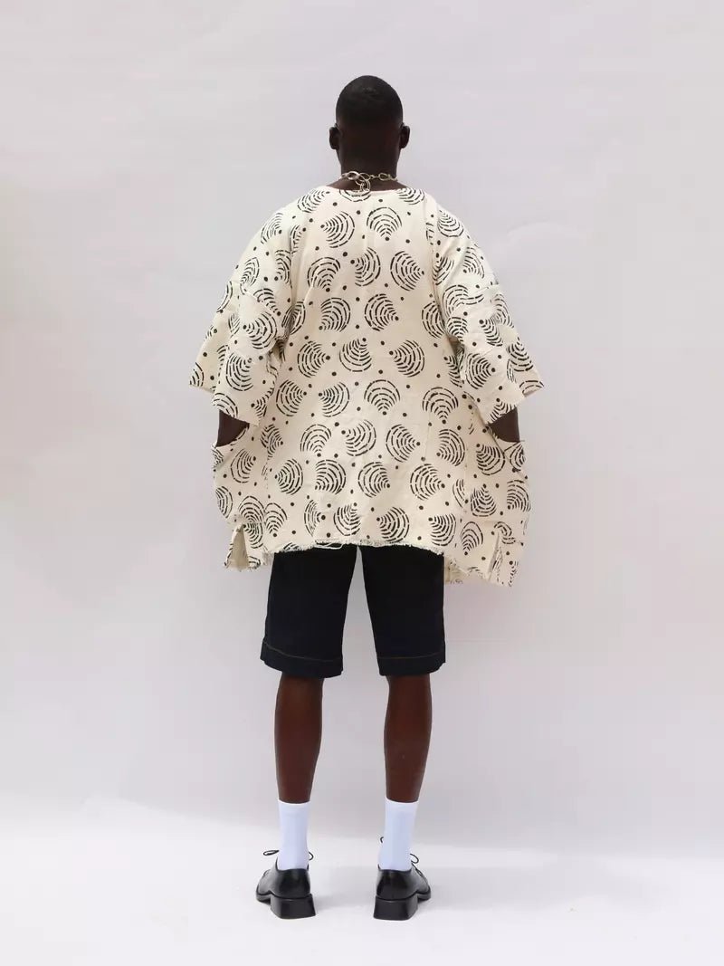 White Wifi Bogolan Cloak#african_fabric_ghana#