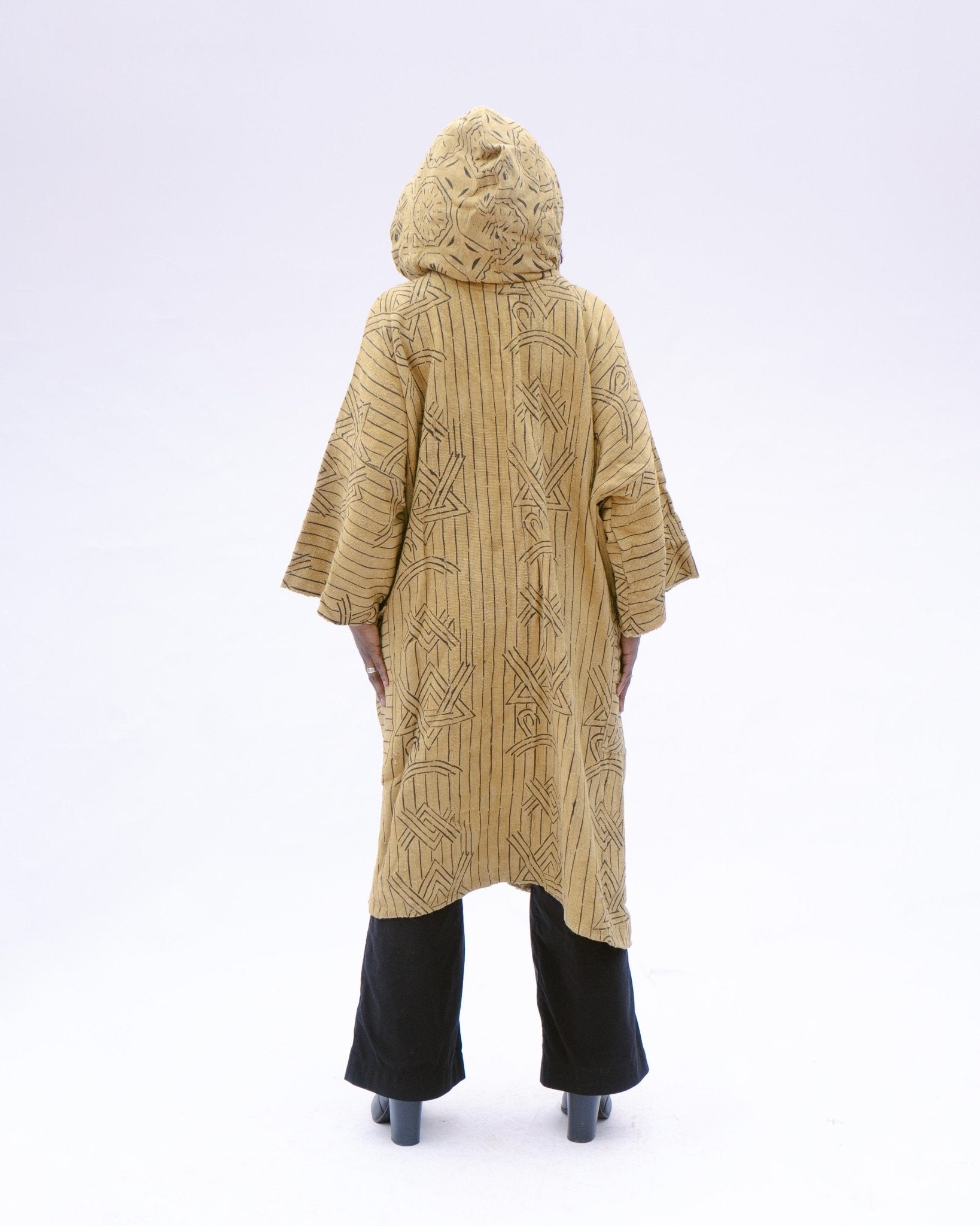 Yellow Dreamweaver Hooded Bogolan Cloak (Pre - Order)#african_fabric_ghana#