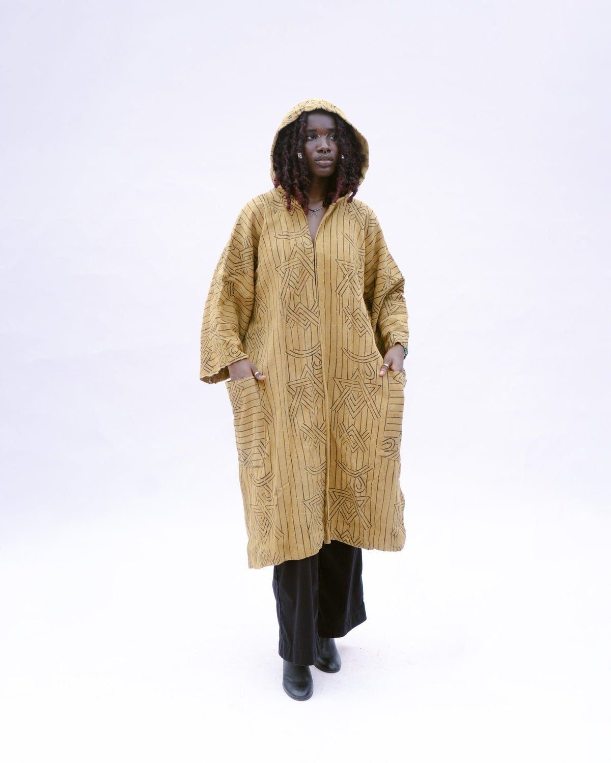Yellow Dreamweaver Hooded Bogolan Cloak (Pre-Order) – Threaded Tribes