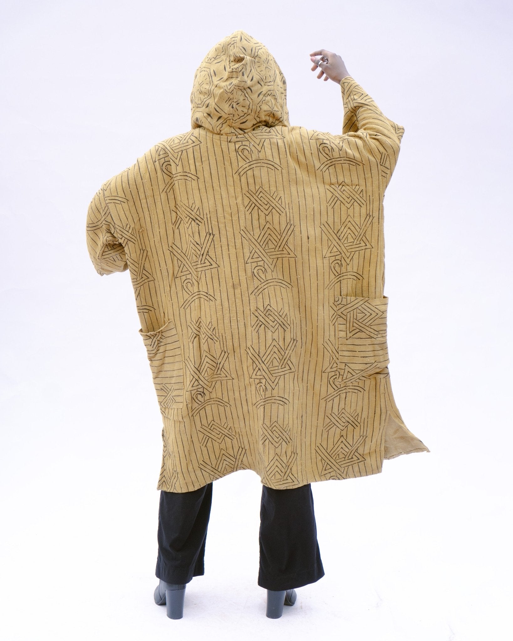 Yellow Dreamweaver Hooded Bogolan Cloak (Pre - Order)#african_fabric_ghana#