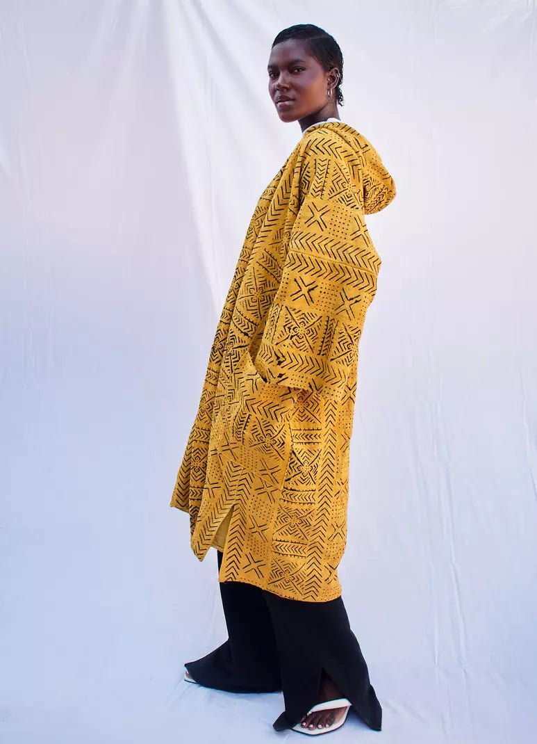 Yellow Sisi Hooded Bogolan Cloak#african_fabric_ghana#
